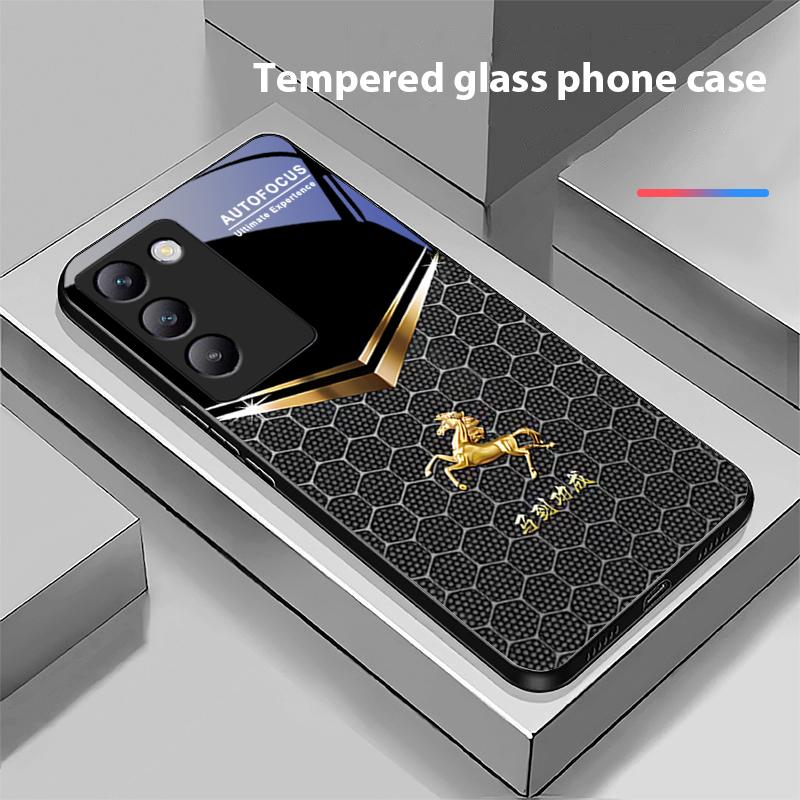 Сотовый конь для Y72 33S 11 03 36 96 Lite 35 16 Iqoo 12 V40 SE 5G 29 40 21 30 X80 Pro Vivo Чехол для телефона из закаленного стекла Черный