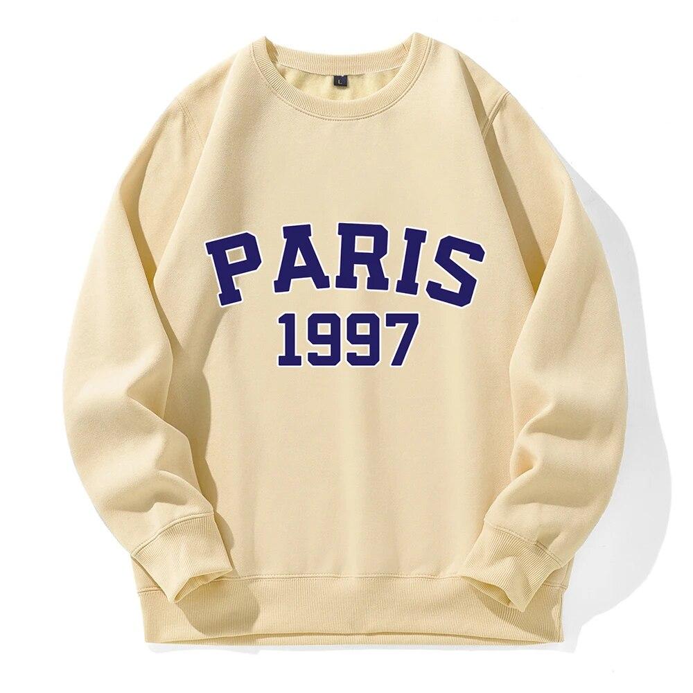Париж 1997 года, толстовки с принтом Street City, модные новинки унисекс, классическая трендовая одежда, свободная флисовая толстовка большого размера
