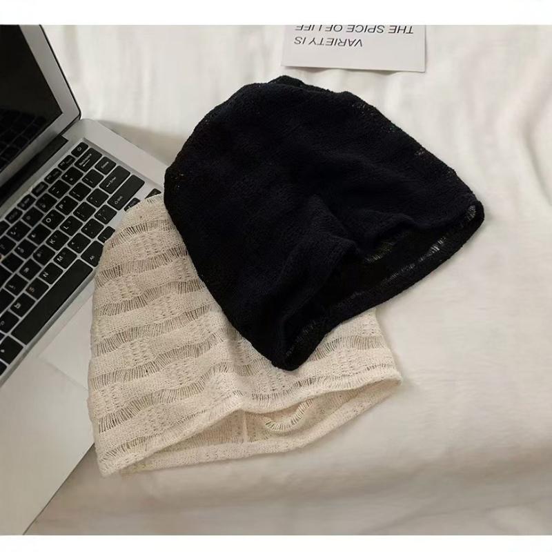 Japanese Casual Hollow Knitted Solid Color Fashionable Versatile Sweet Pile Caps Thin Breathable Mountaineering Scarf