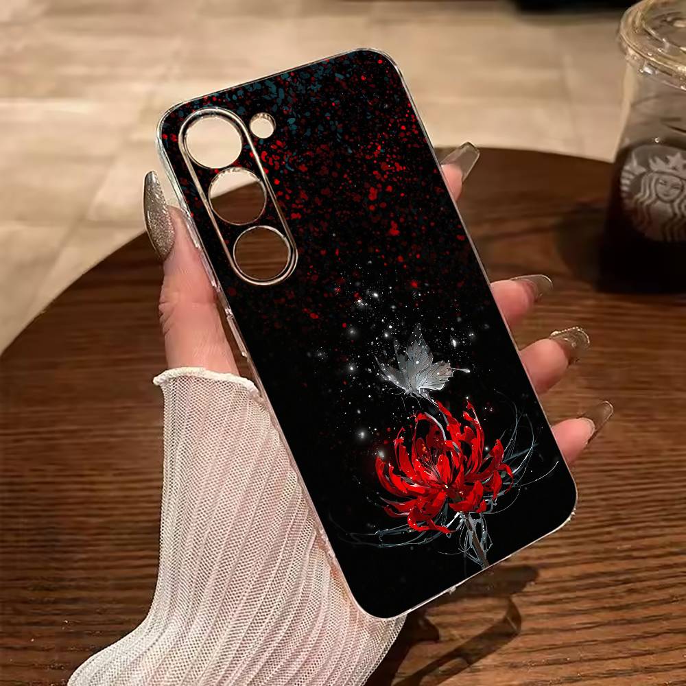 Tokyo-Red Spider Lily-Ghoul Clear Soft Silicone Phone Case for Samsung Galaxy A71, A70, A52, A51, A40, A30