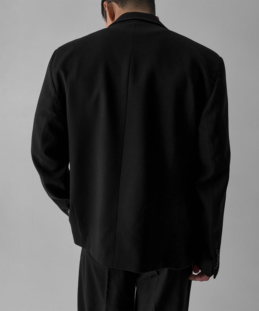 BOWLOW PRODUCT Wool Blend Double-Breasted Blazer [Black]