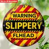 2D Flat 20*20cm1pc Sliding Floor Warning Yellow&black Stripes Circular Sign Warning Slippery Flhead Text Safety Theme Wall Pendant, Perfect for Toilet