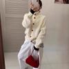 Spring New Love Buckle Design Sense Knitted Cardigan Loose Soft Waxy Temperament Sweater Jacket Women