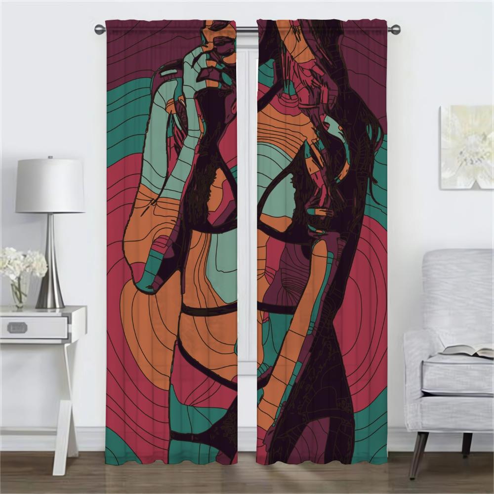 Абстрактные Сексуальные Девушки Перегородки Жалюзи Хэллоуин Украшение Оконная Занавеска для Комнаты 2 Панели Шторы Элегантные Комнатные Занавески Гостиная