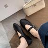 Sheepskin Version~ French One-word Buckle Soft-soled Round Head Shallow Mouth Mary Jane Single Shoes Women's Genuine Leather Flat-soled Small Leather