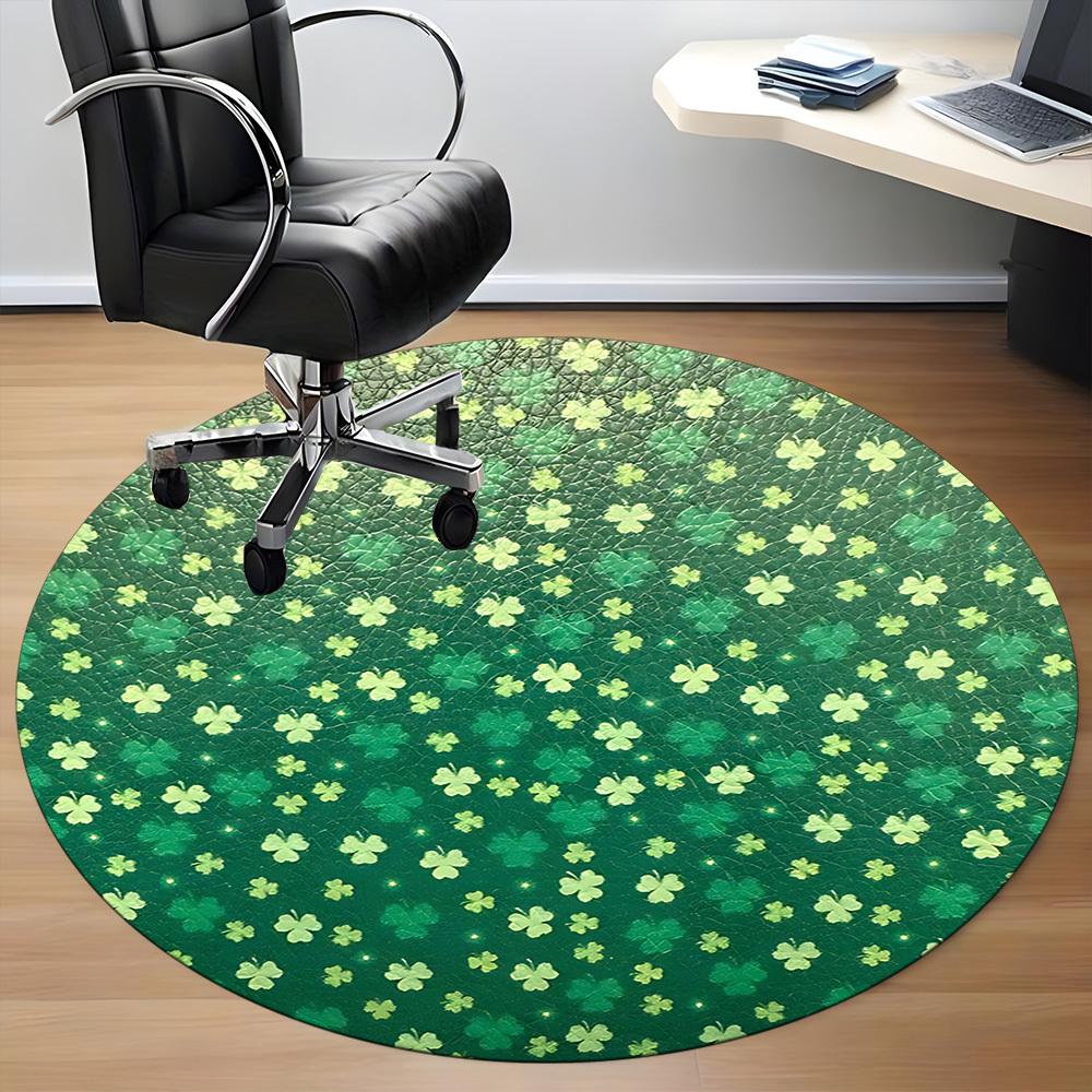 1pc Clover Pattern Office Round Rug, Non-slip, Soft and Durable Office Rug for Interior Decoration, Perfect for Office, Beautiful Decoration yy2603230