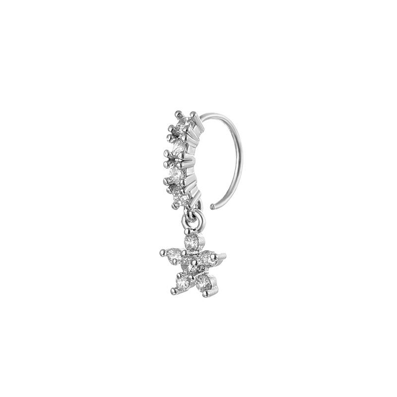 Lady's pierced ear piercing, Zircon cross nose stud, butterfly nose ring piercing, nose jewelry