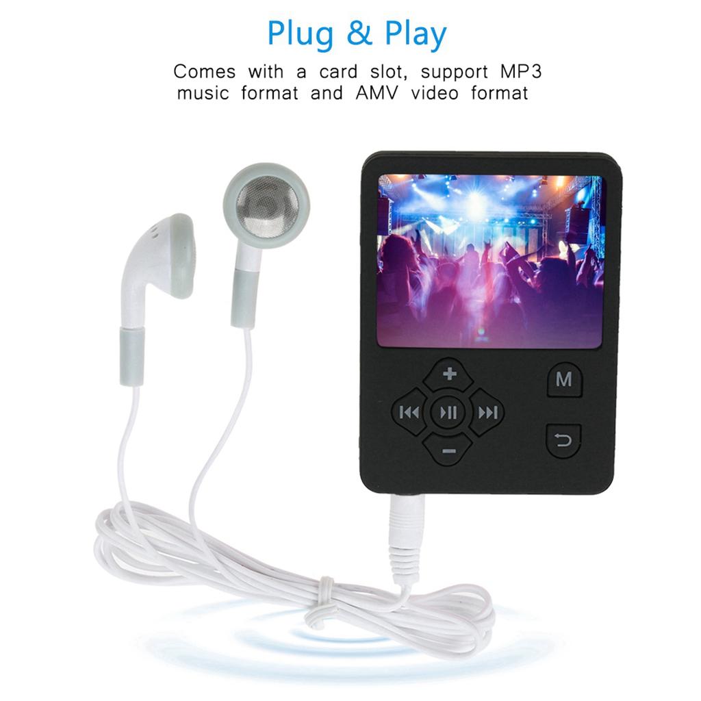 Thin Lightweight Portable Color Screen HiFi MP3 MP4 Music Player USB2.0 Cross Button Black