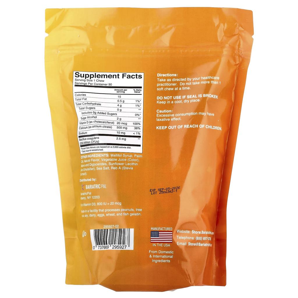 BariatricPal, Calcium Citrate Soft Chews, Orange Creamsicle, 90 Soft Chews