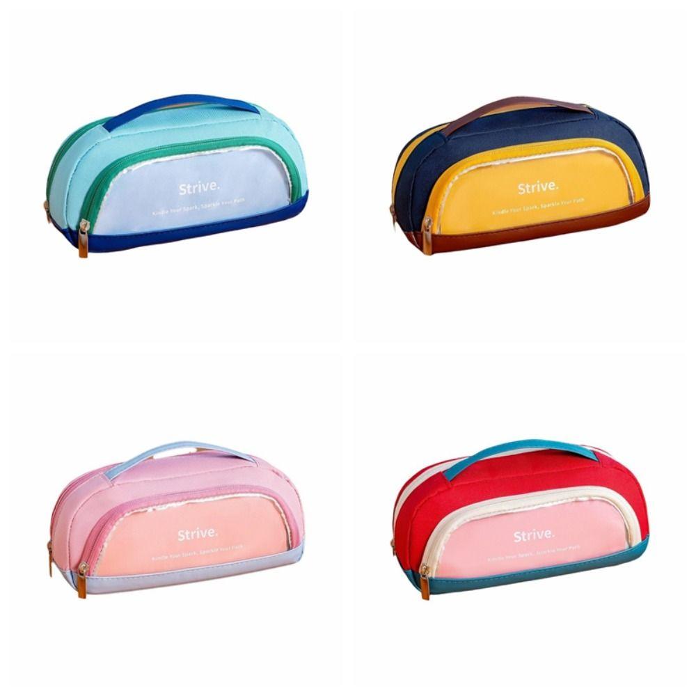 Contrasting Color Minimalist Pen Bag Large Capacity Pencil Case Pencil Pouch School Supplies