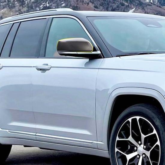 Carbon Fiber Side Door Rearview Mirror Cover Trims for Jeep Grand Cherokee +