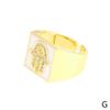European-American Popular Palm Inlaid Diamond Ring: Women's 18K Gold-Plated Wide Band with Drip Oil Finish