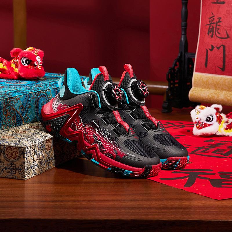 Anta Kids Non-Slip Low-Top Basketball Shoes Kids Sneakers Black Blue Red 312419957-1