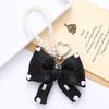 Stock Chic Pearl Beaded Keychain Pendant with a High-end Feel,sparkling Rhinestonesfabric Bow Decorationand Mobile Phone Strap