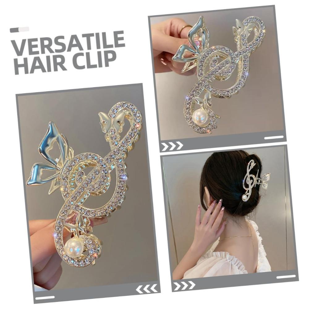 Thick Hair Music Note Claw Clip Rhinestone Shark Clip Luxury Metal Hairpins Women