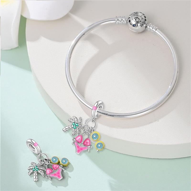 Copper Fashion Holiday Beach Watermelon Green Pear Charms Beads For 3Mm Bracelet Diy Fine Jewelry Gift Making