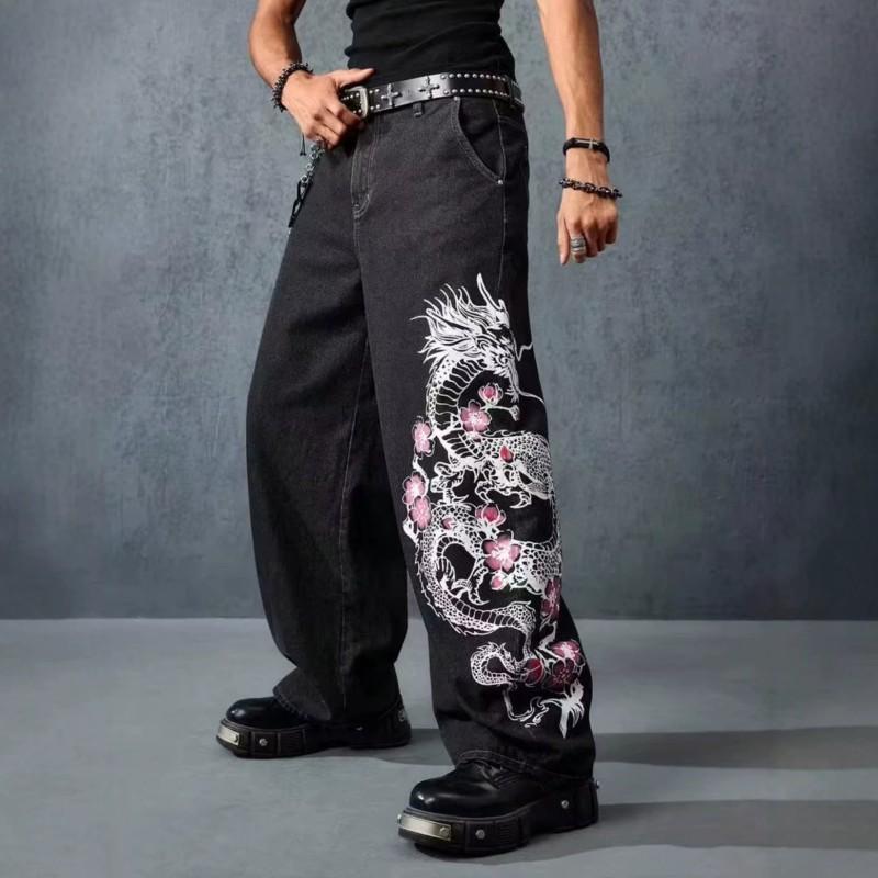 2026 Retro Plum Blossom Embroidered Straight Leg Jeans Men Women Streetwear Casual Denim Pants