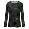 Женская повседневная повседневная рубашка с длинным рукавом. Топ с круглым вырезом и принтом ко Дню Святого Патрика