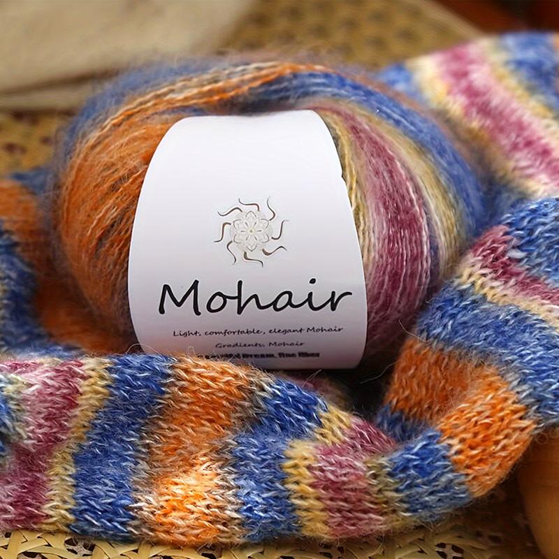 Moher Blend Knitting Yarn 25g Rainbow Gradient Handmade for Hats Scarves Sweaters