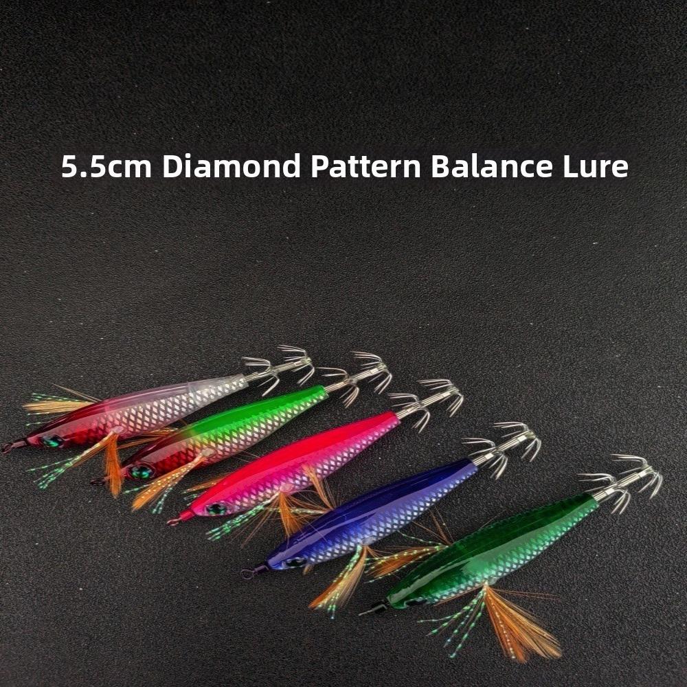 5pcs UV Tinsel Eging Bait 5Pcs Per Set Saltwater Squid Lure Squid Jig Lure Saltwater Fishing