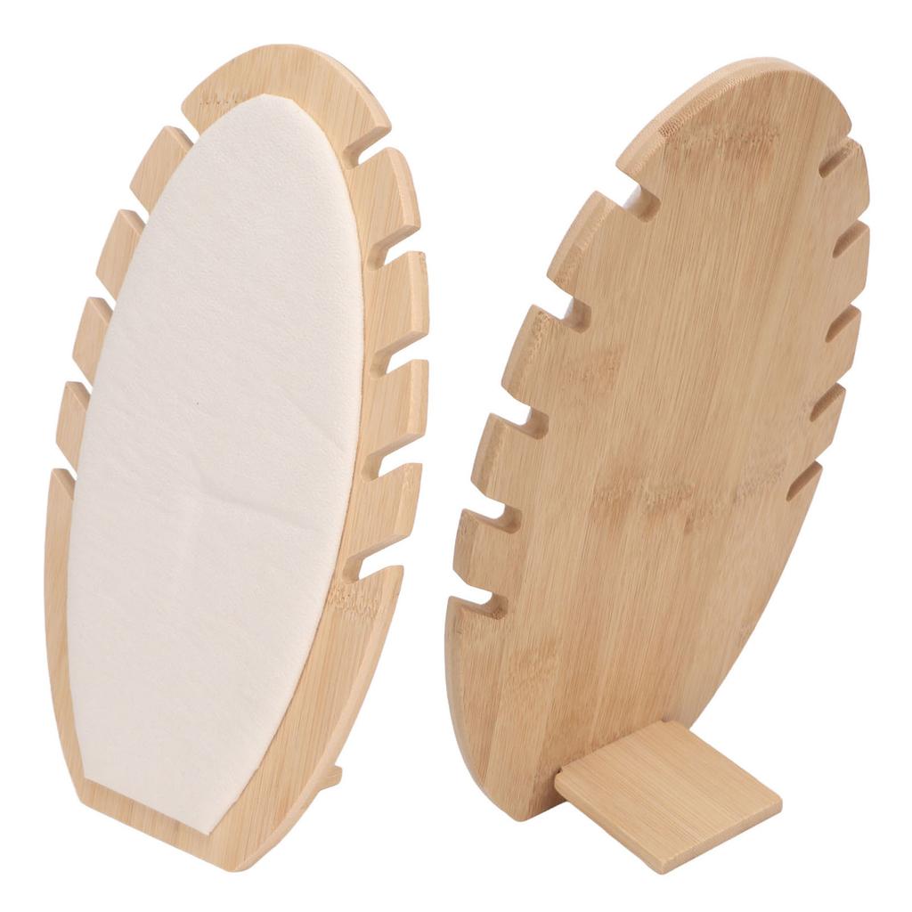 Necklace Display Stand Leaf Shaped Soft Lint Scratch Proof Wooden Chain Jewelry Holder Beige