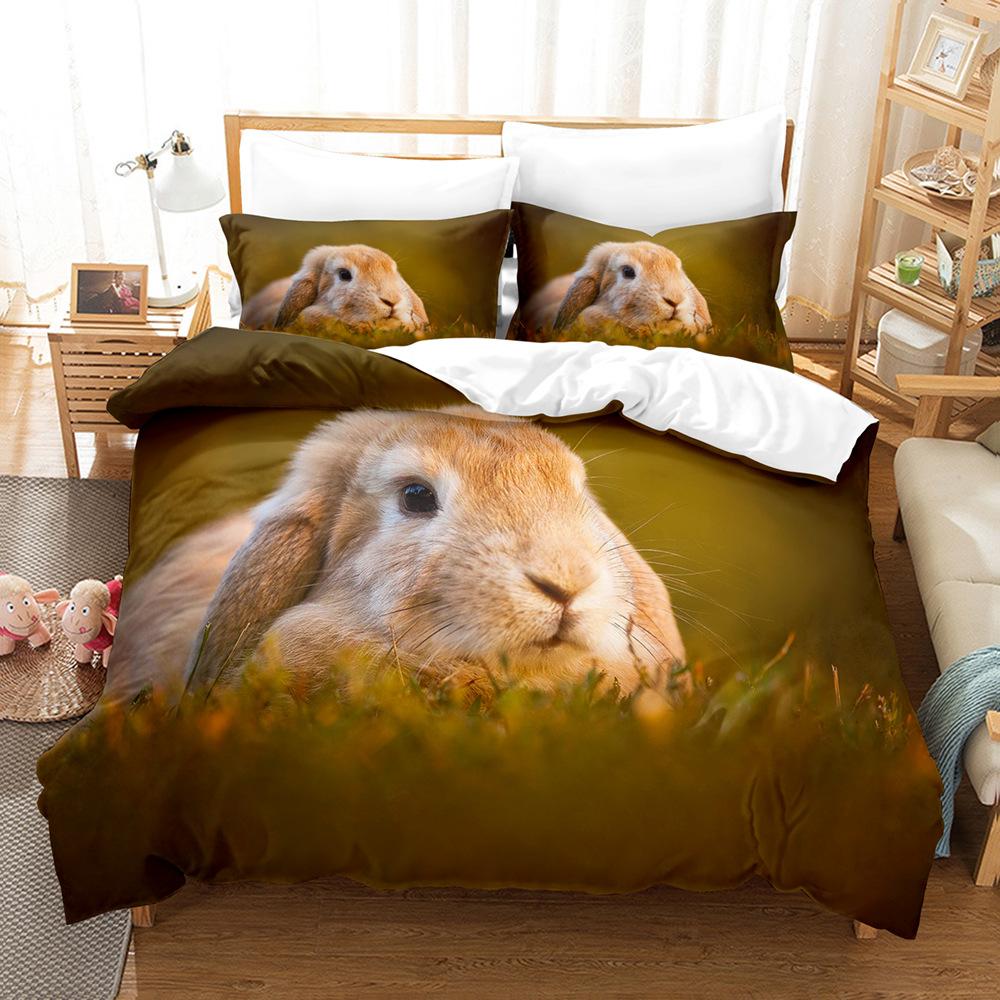 3D Cute Rabbit Bedding Set Easter Duvet Cover 2/3 Piece Set for Boys, Teenagers and Girls Room Full Size Luxury Cover Home Gift