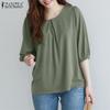 Womens Half Sleeve Round Neck Loose Blouse