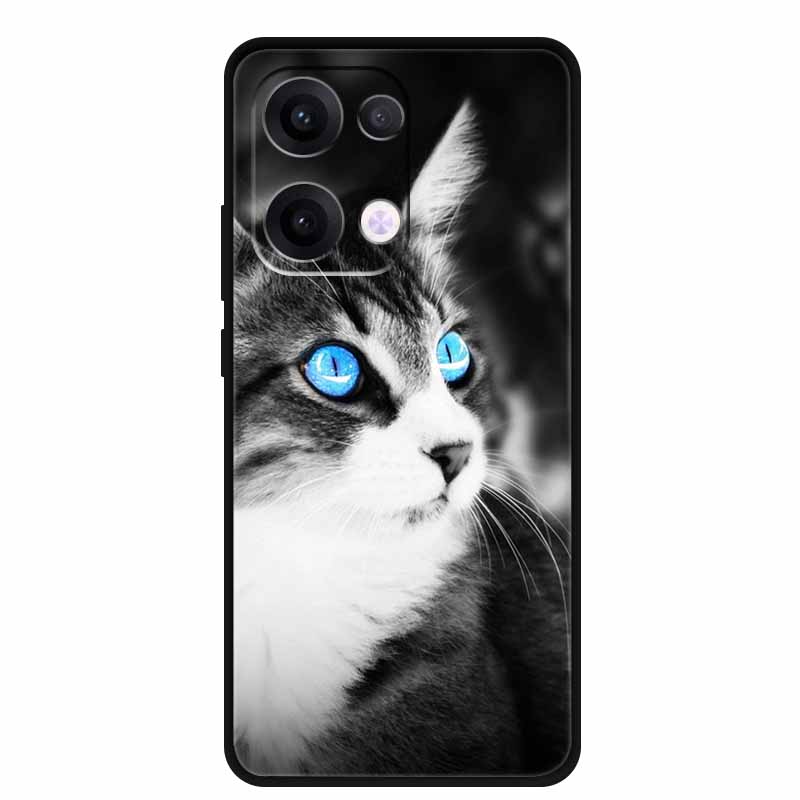 Чехол для Oppo Reno13 5G Мягкий ТПУ Милый Мультяшный Силиконовый Задний Чехол для Телефона Oppo Reno 13 Pro Чехлы Reno13Pro 13Pro 5G Черный Корпус