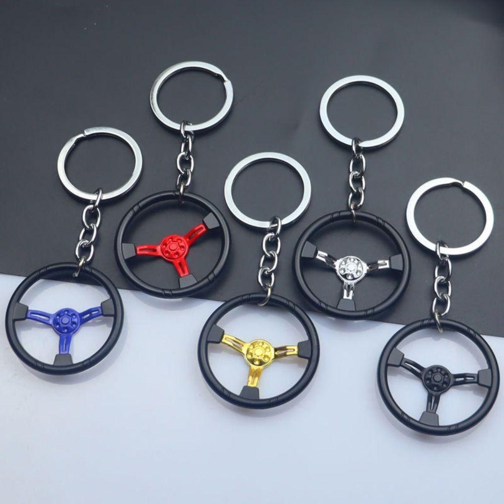 3D Car Steering Wheel Keychain Auto Parts Model Racing Steering Wheel Pendant Girls Gift