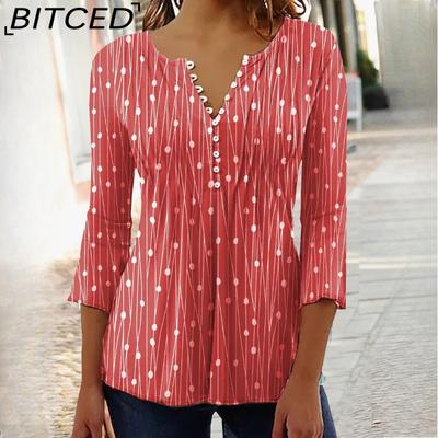 Блузка с V-образным вырезом и рукавами 3/4, нижняя часть рубашки