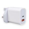 UK  White Plug Type C PD 20W Fast Charging Phone Charger for IPhone Samsung