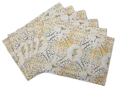 S4Sassy Yellow European Ash Seeds Листья Двусторонний декор стола Столовая салфетка Двусторонний обеденный коврик-12x18 дюймов-6