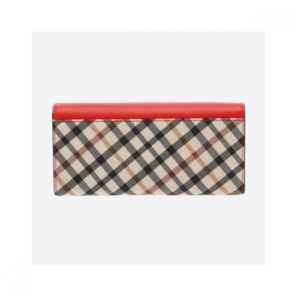 Daks Red Check Design Dd Logo 3 Fold Long Wallet Dcwa3e401