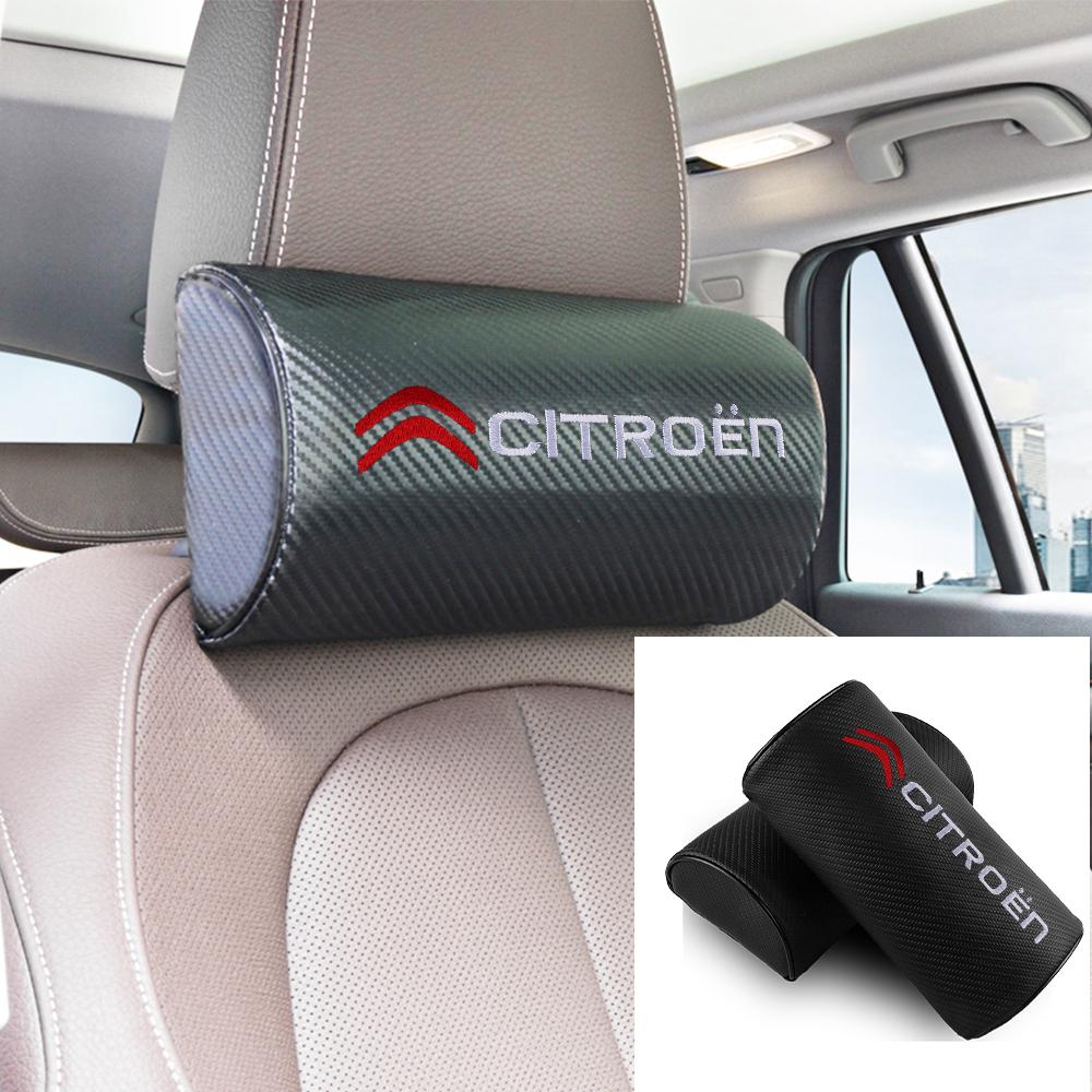 VYTR5 Car Seat Carbon Fiber Soft Headrest Neck Support Pillow Travel Rest Accessories For Citroen C2 C3 Grand C4 Picasso VTS C-ELYSEE