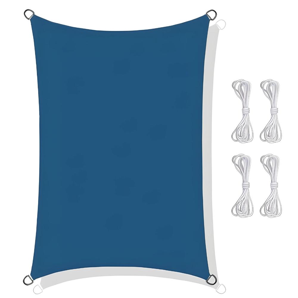 Waterproof sun sail awning blue rectangle 3x2m uvblok