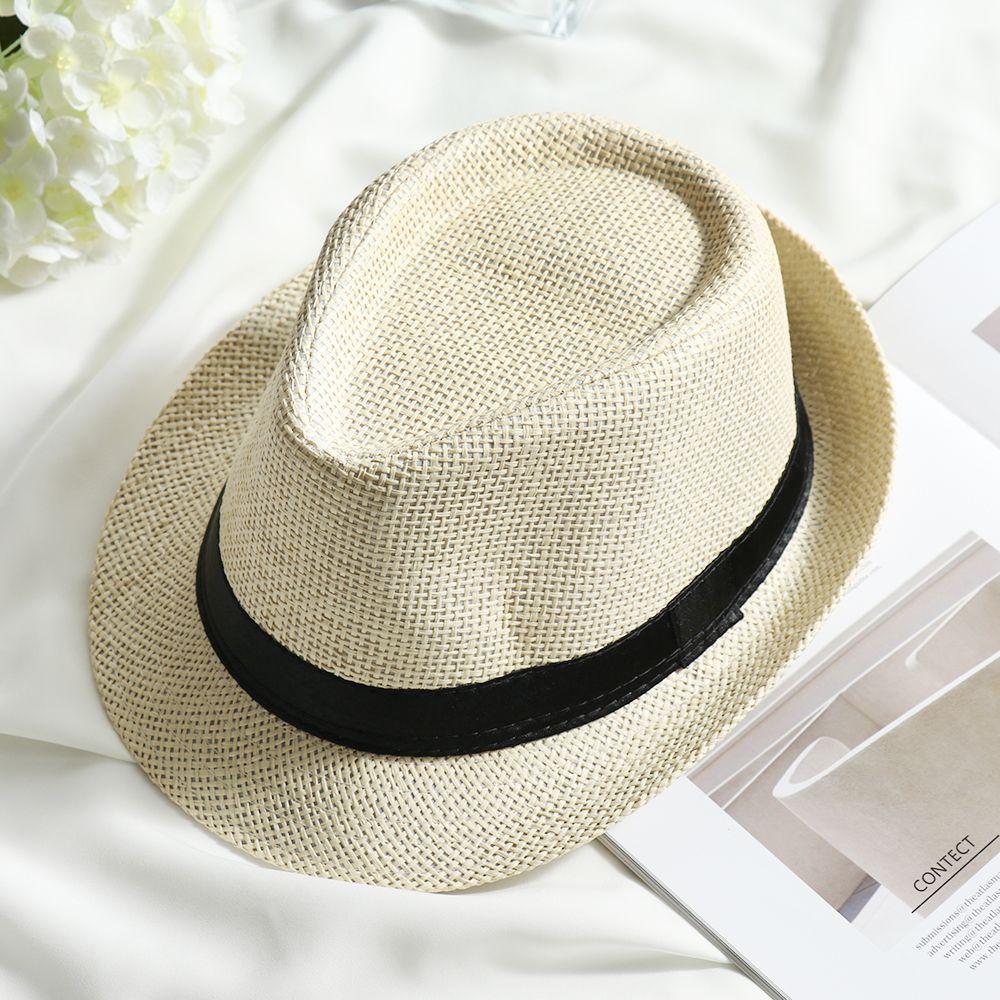 Summer Wide Brim Gangster Cap Jazz Dress Hat Straw Panama Cap Cowboy Fedora Hat Sun Hat