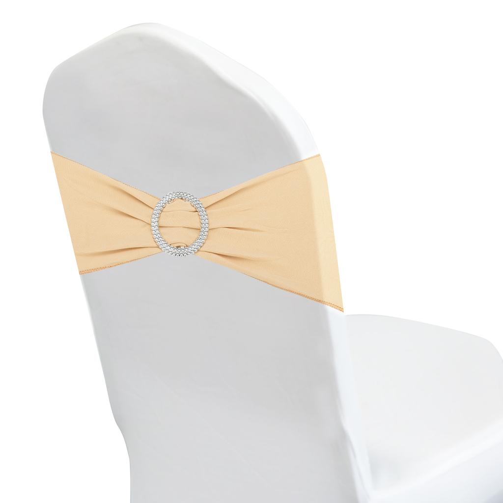 Chair Bows Sash 50pcs Stretch Chair Cover Band Elastic Chair Tie with Silver Buckle Slider for Party Wedding Banquet Decoration