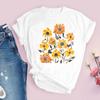 Fashion Casual Flowers Graphics Women's T-Shirt 90S Harajuku Tees Summer Short Sleeves Shirts Loose White O-Neck Female Y2K Tops