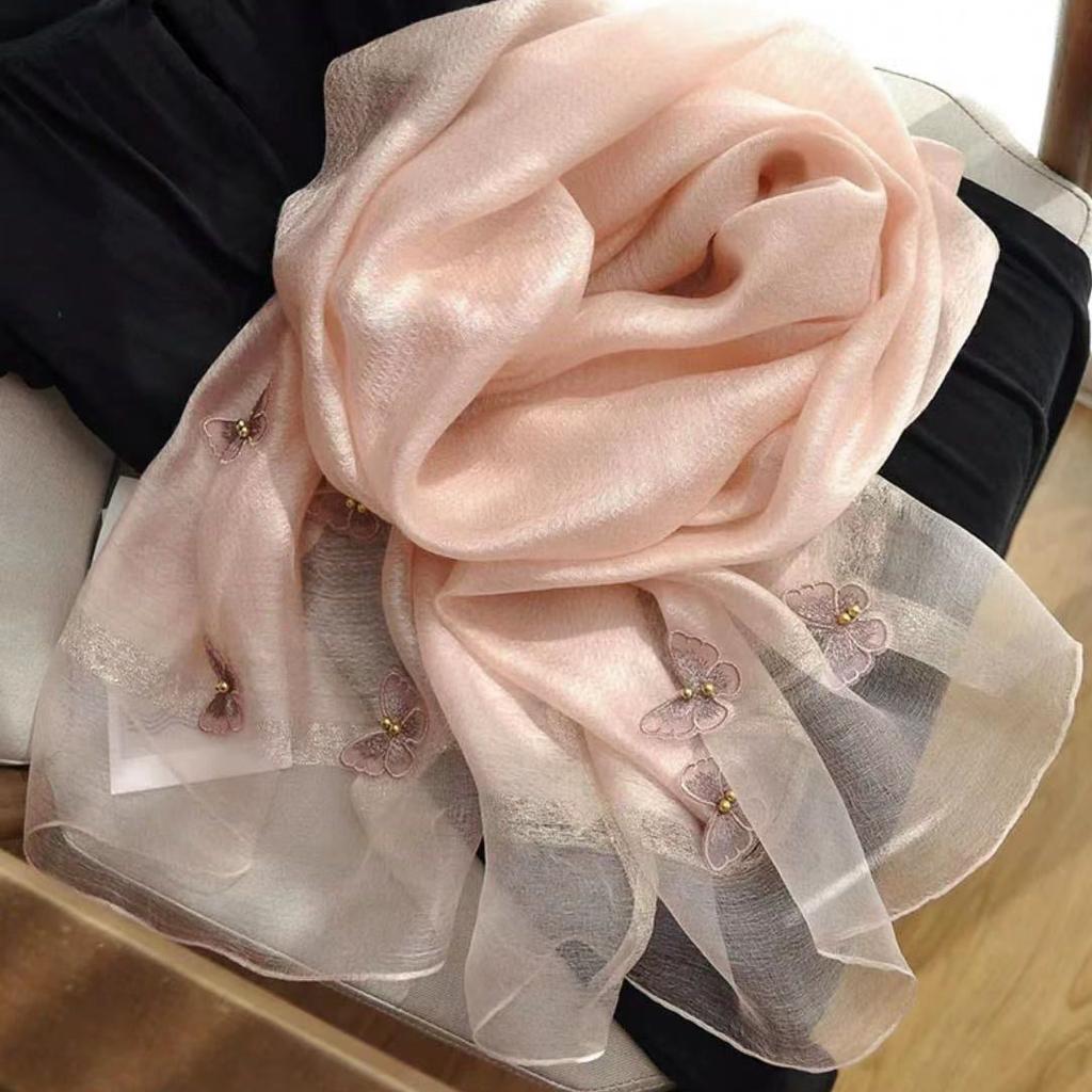 Длинный шарф из шелковой смеси «Бабочка» для весенне-осенней моды