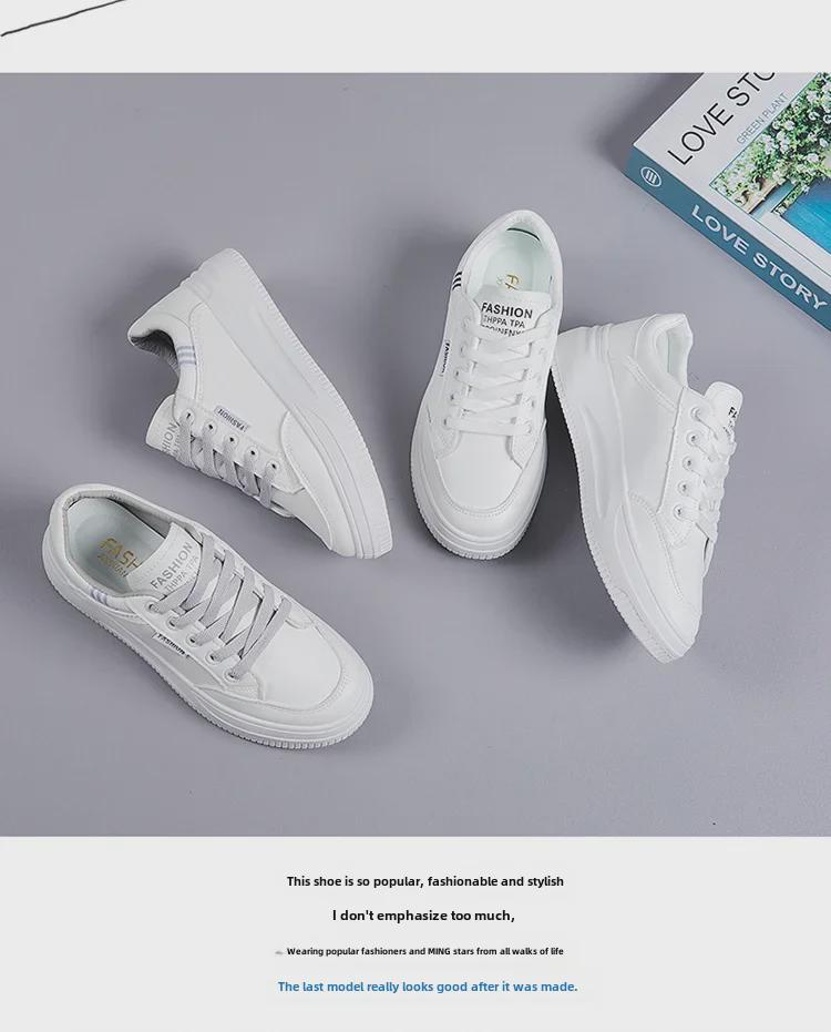 Женские легкие белые кожаные спортивные повседневные туфли 2025 года с дышащей мягкой толстой подошвой для весны и осени