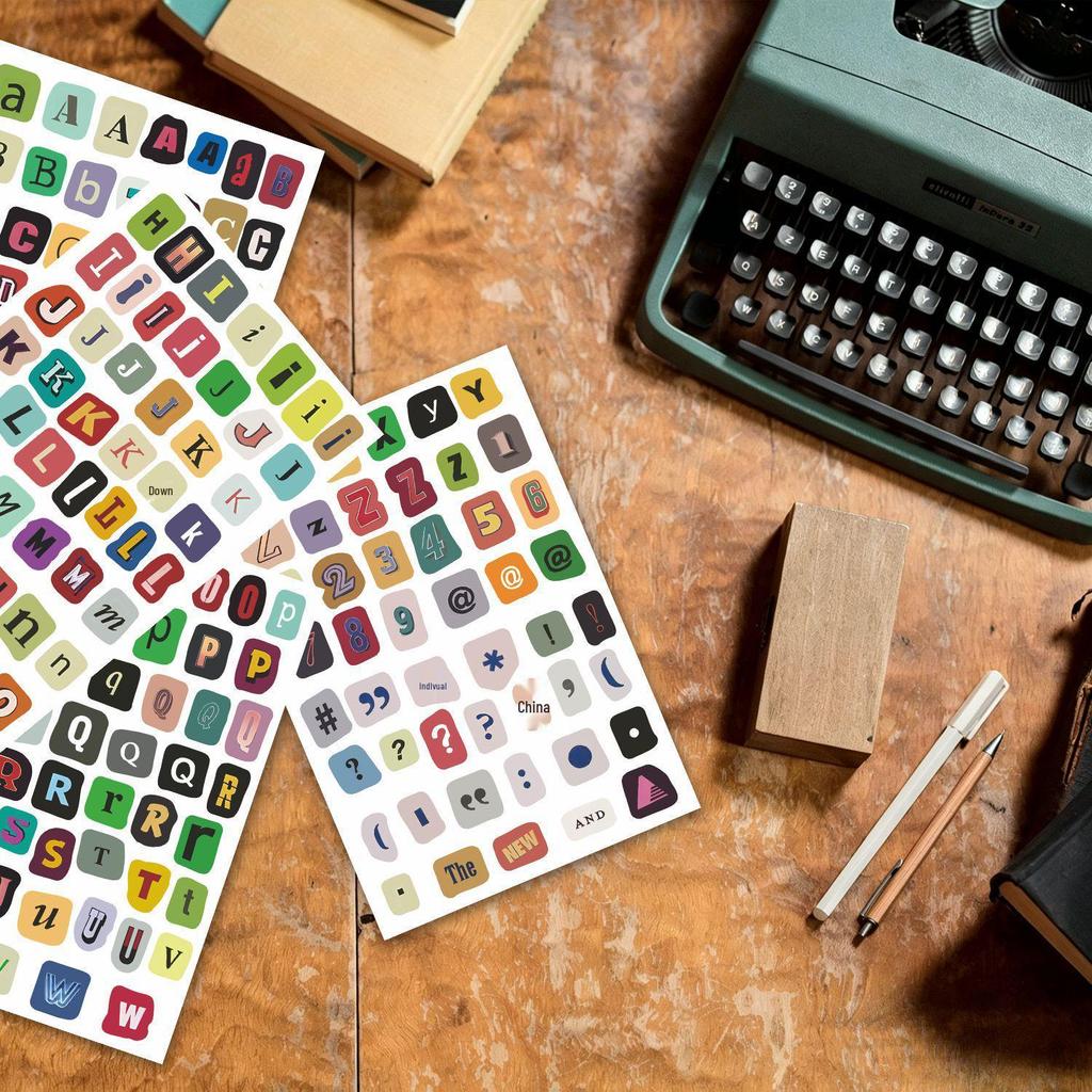 Retro Watercolor Alphabet & Number Stickers - 20 Sheets for Journals and DIY Notebooks
