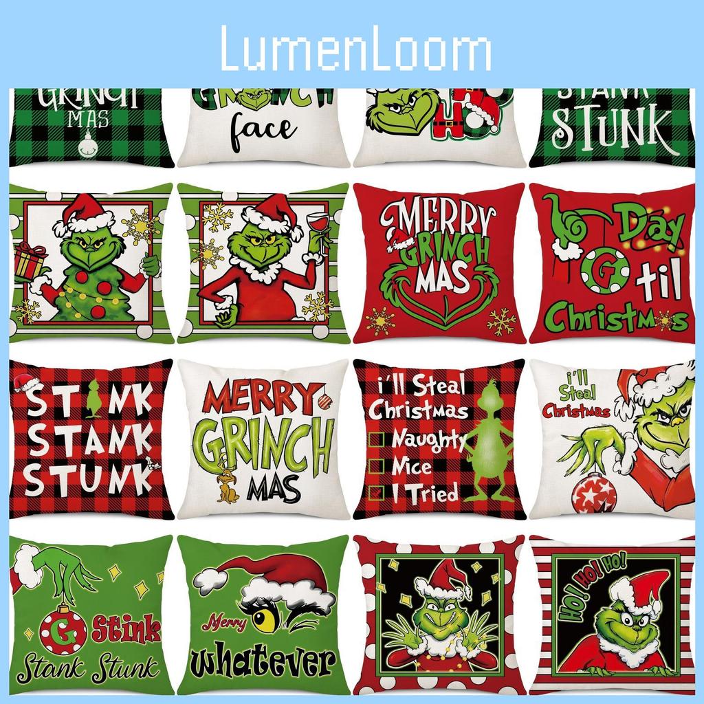 Уютная зеленая и красная рождественская наволочка Гринча для стильного домашнего декора 45х45см