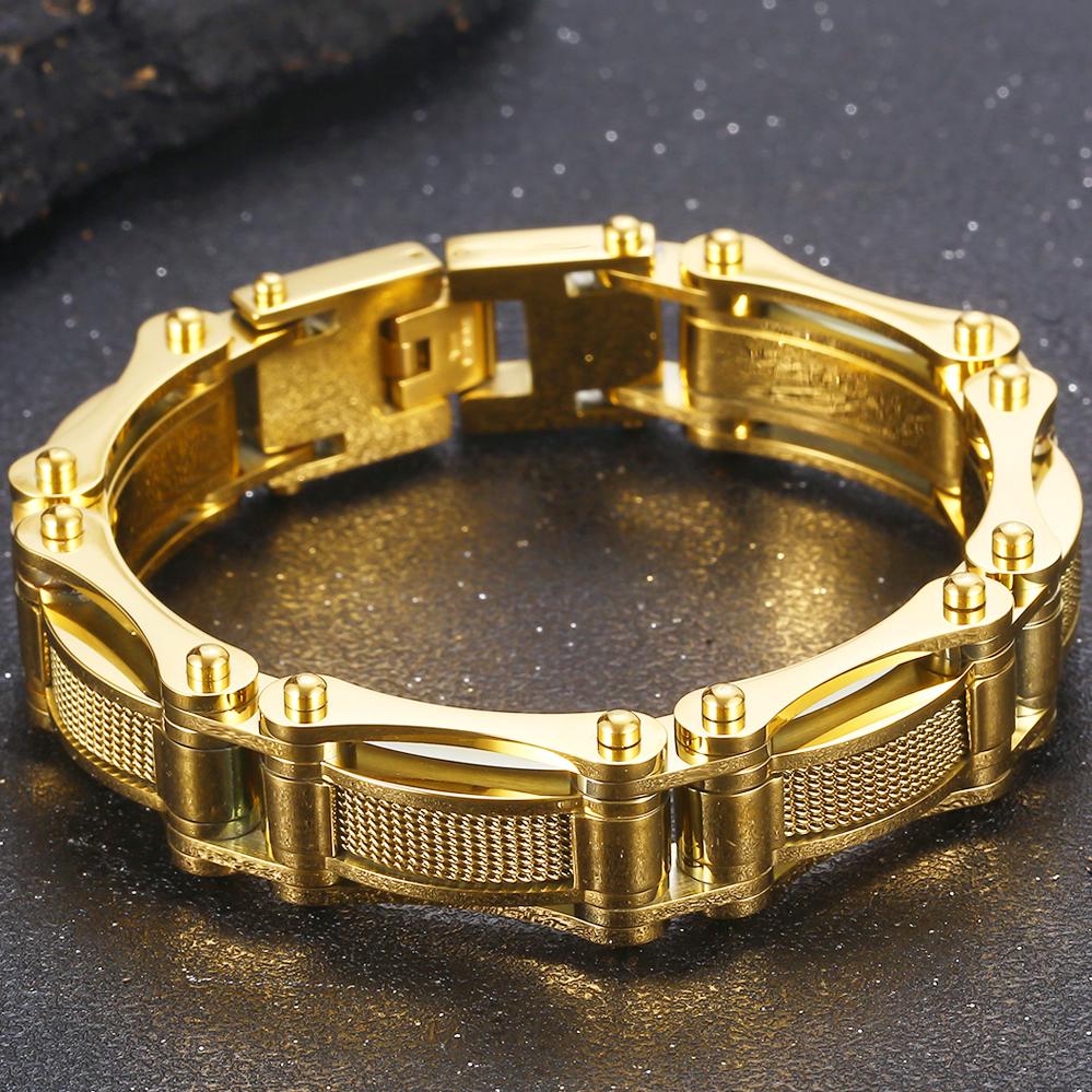 Браслет черного золота для мужчин, ширина 15 мм, цепочка из нержавеющей стали 316L, мужские украшения на запястье, подарки на день рождения для мальчиков и отцов