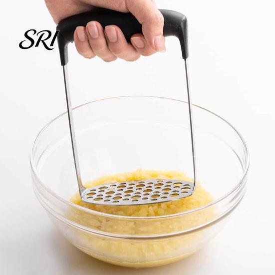 Vegetable Masher Tool Potato with Anti-Slip Rubber Handle U-Shaped Design Potatoes Heavy Duty Uniform Mesh for Sweet Pumpkin Beans Hand Press