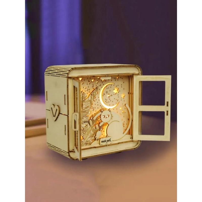 3D Деревянный пазл Ночной светильник, Деревянные пазлы для взрослых, Прикроватная лампа, DIY 3D Деревянные пазлы Светодиодная лампа, Креативные подарки для семьи и друзей