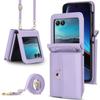 Suitable for moto Razr 70 mobile phone leather case, foldable solid color backpack, Samsung Z Flip8 flip cover with card slot case 6