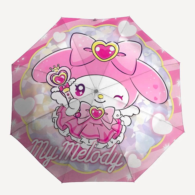 1 шт. Автоматический зонт My Melody, Прочный железный каркас и пластиковая ручка, Подарок для мужчин и женщин, Прочная конструкция, Лучший для Рождества, Хэллоуина, Игривый