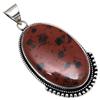 Pendant Mahogany Obsidian Gemstone Gift For Her Silver Jewelry 2.25"