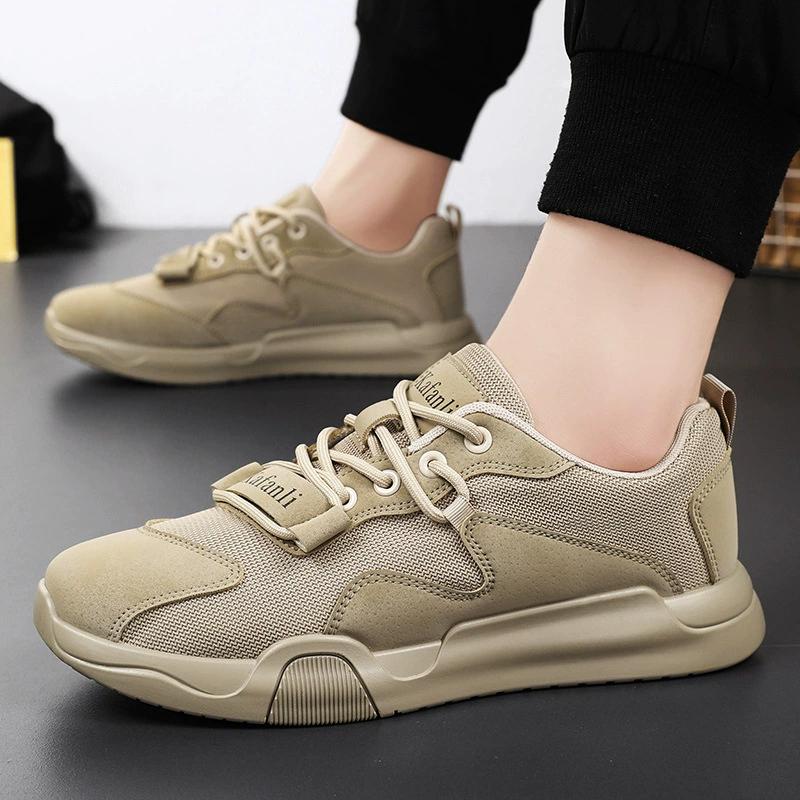 Мужские дышащие теннисные туфли Модные кожаные сетчатые кроссовки на платформе Мужская уличная универсальная обувь на мягкой подошве Повседневная обувь Новинка