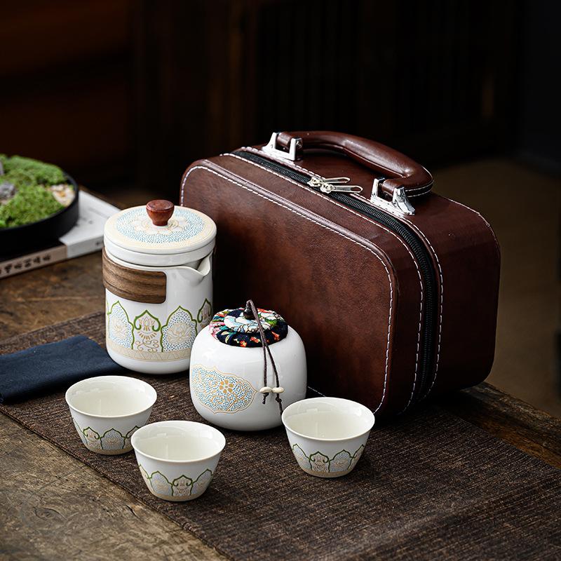 Travel Tea Set Portable Kung Fu Tea Set Wholesale Japanese Style Outdoor Kuaike Cup Holiday Business Gift Giving Chinese Style